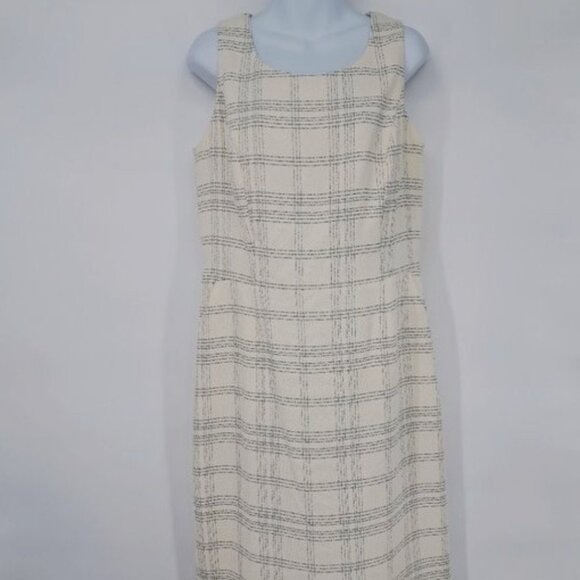 John Meyer Collection Cream Black‎ Tweed Plaid Dress Size 10 New